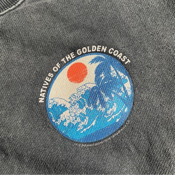 John Galt Natives of the Golden Coast Long Sleeve Distress Crop Top Size Small - Picture 5 of 9